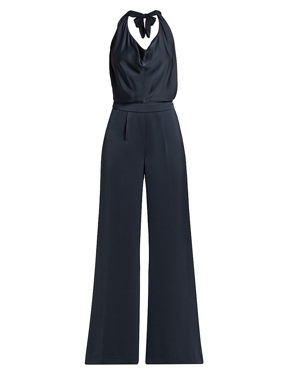 Women's Harriet Satin Halter Jumpsuit - Navy - Size 8
