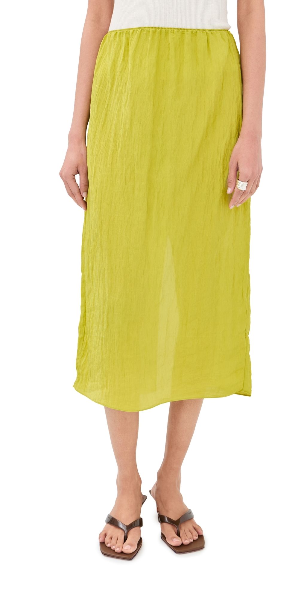 Tibi The Crinkle Slip Skirt Peapod XS