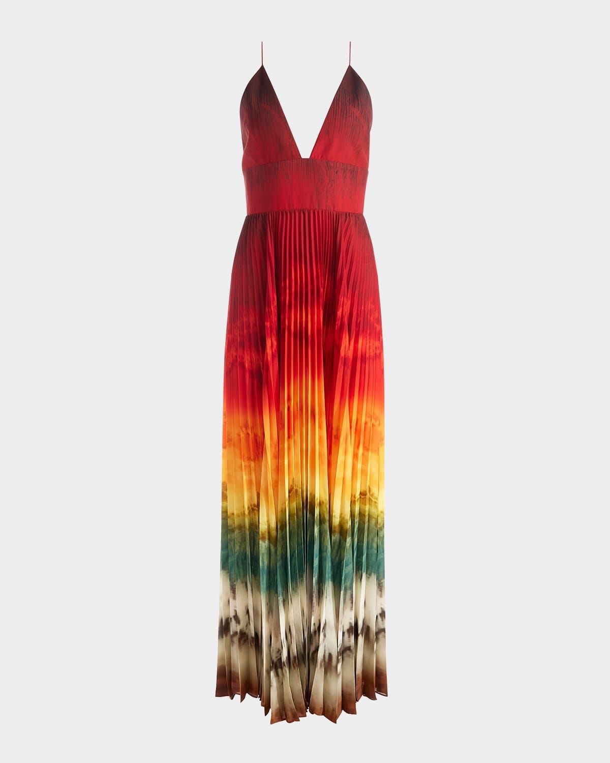 Lauren Pleated V-Neck Maxi Dress
