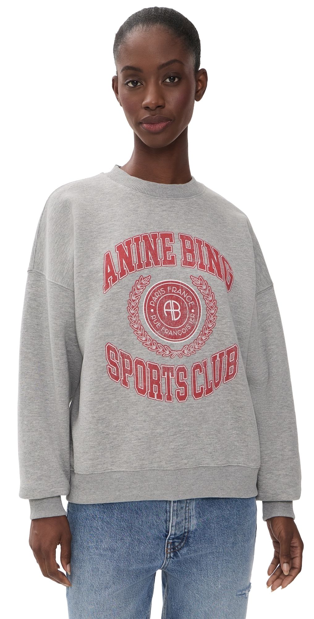 ANINE BING Miles Collegiate Sweatshirt Grey M