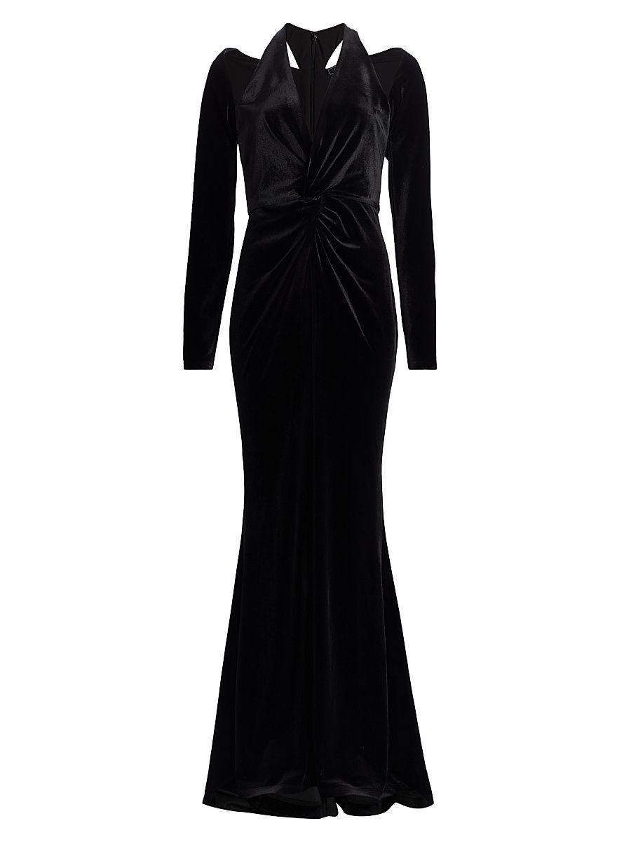 Women's Twist Velvet Gown - Black - Size 6