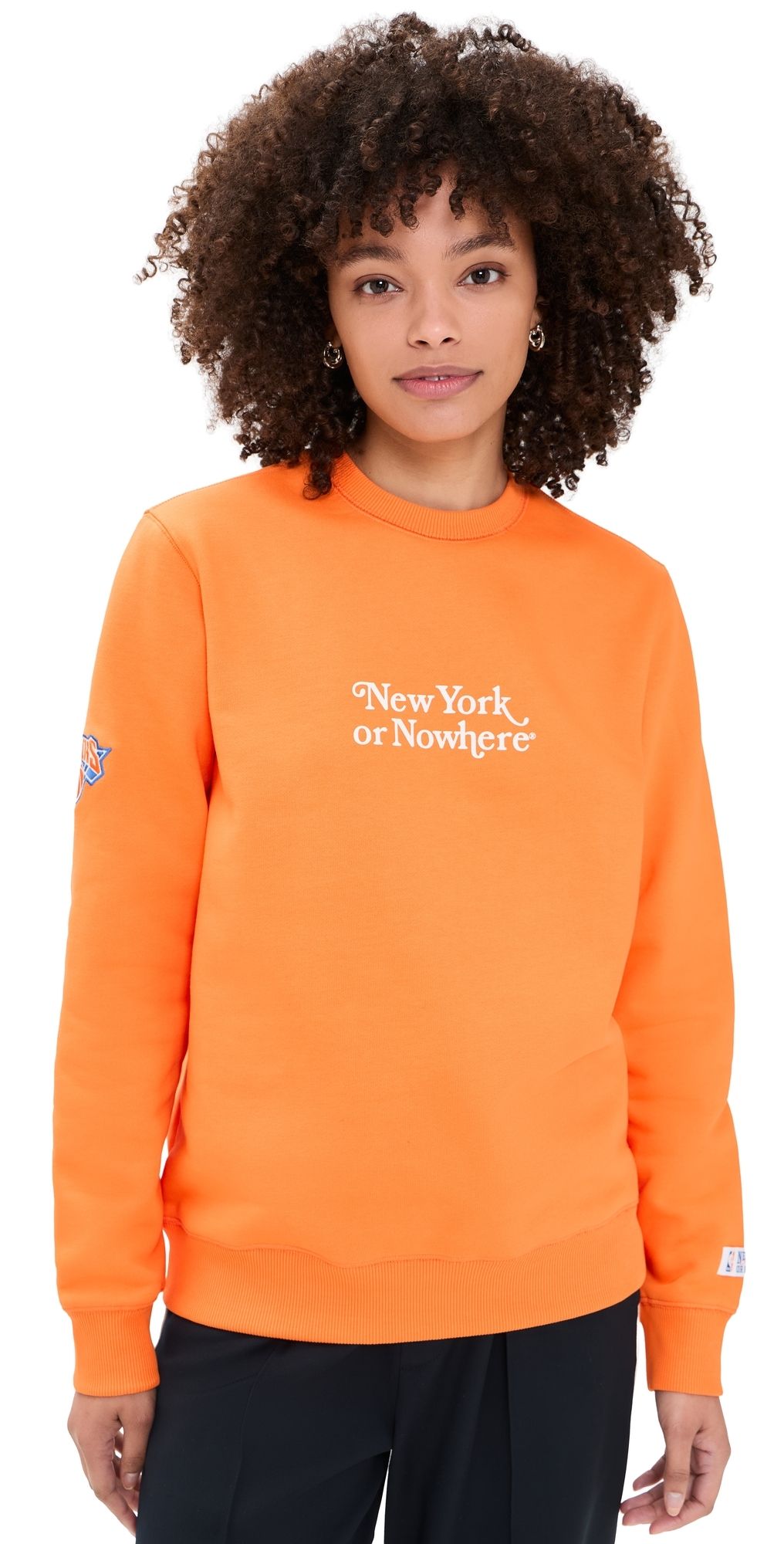 New York or Nowhere Knicks Classic Crewneck Sweatshirt Orange Garment Dyed XS