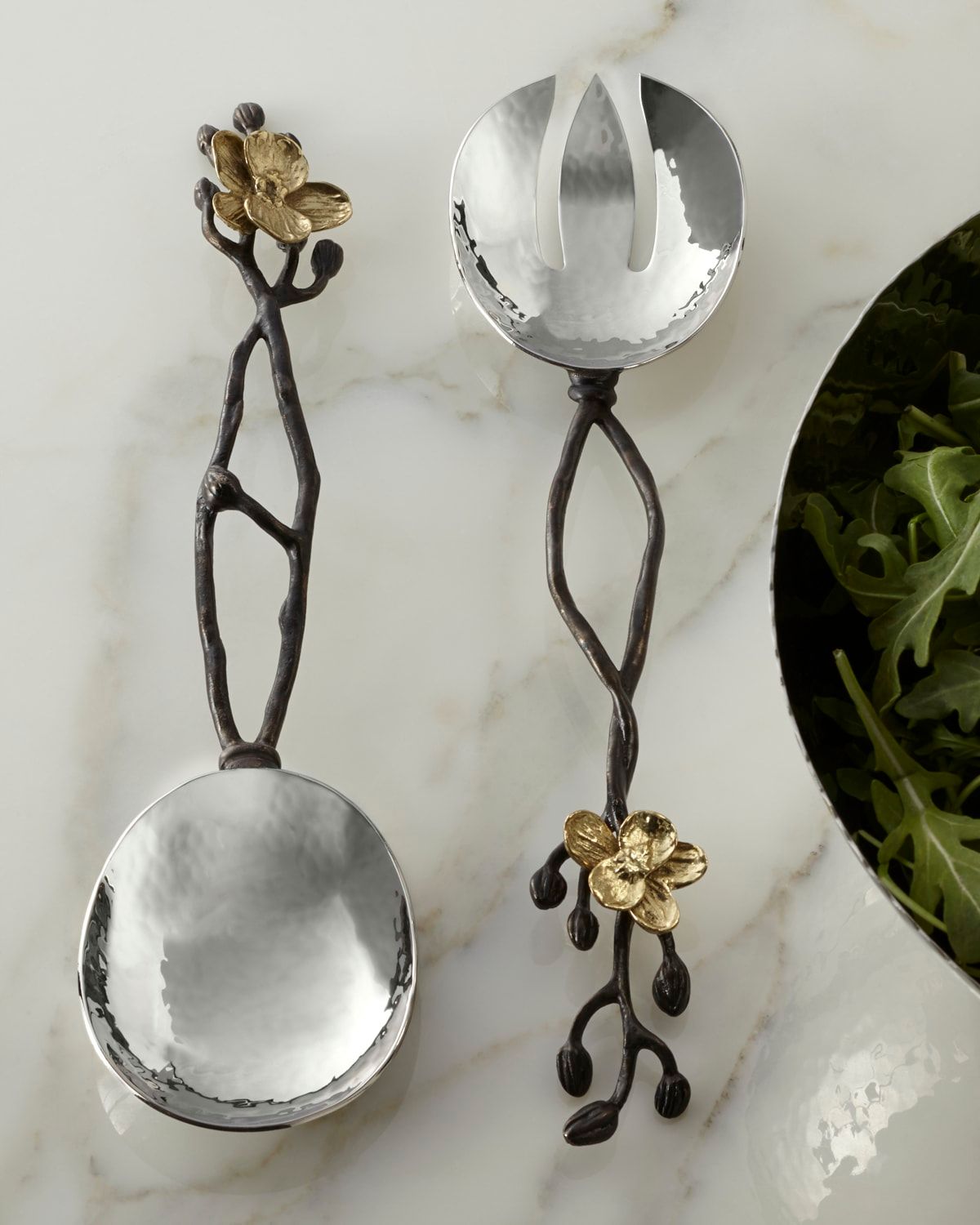 Two-Piece Gold Orchid Serving Set