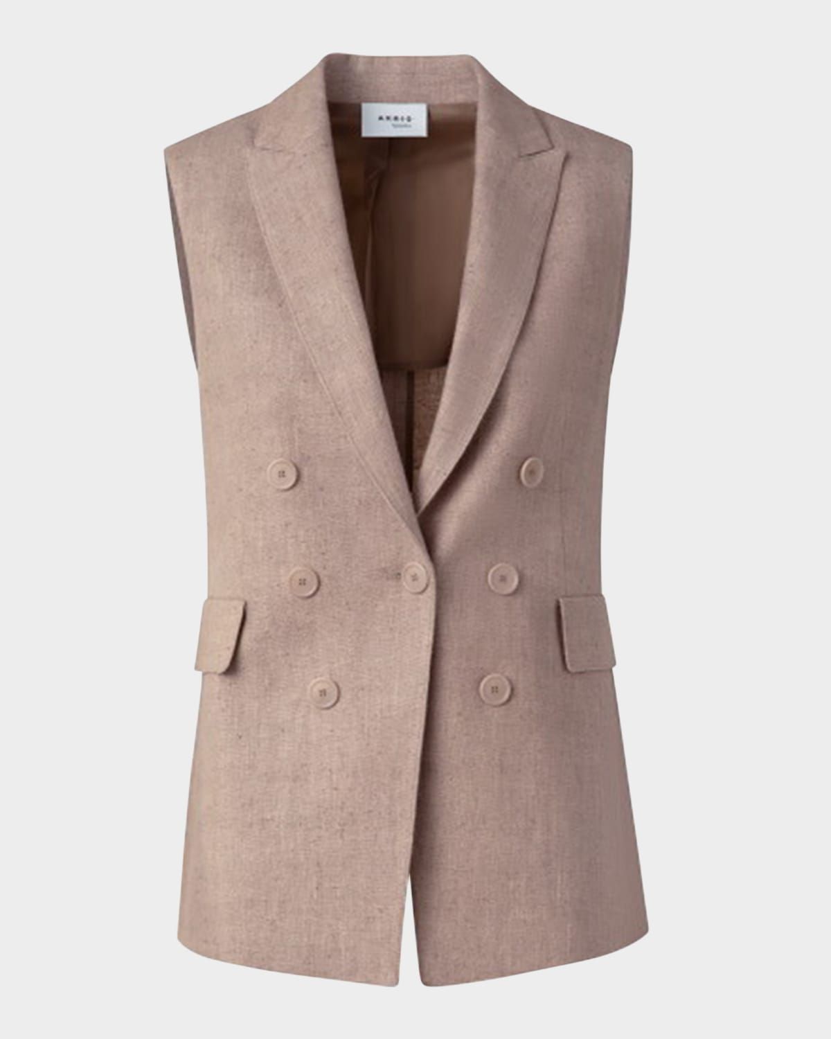 One-Button Washed Raw Linen Vest