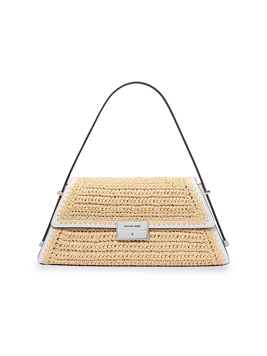 Women's Ludlow Medium Straw Shoulder Bag - Natural Optic White