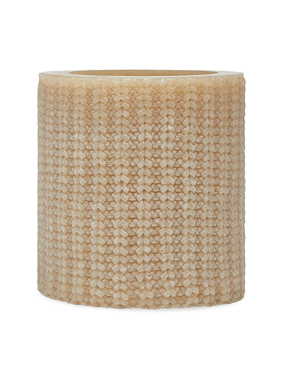 Large Wax Lantern with English Rib Knit Effect - Lead