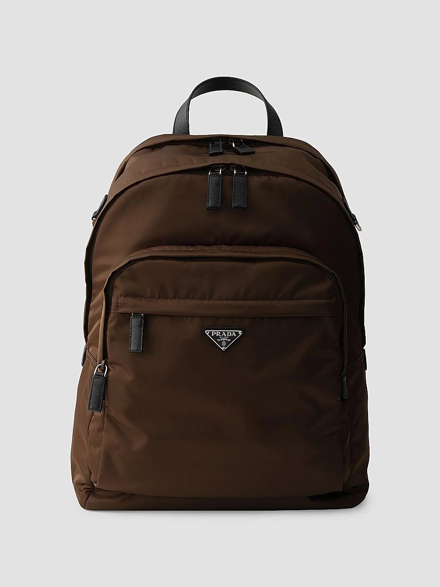 Prada Men's Re-Nylon and Saffiano Leather Backpack - Black