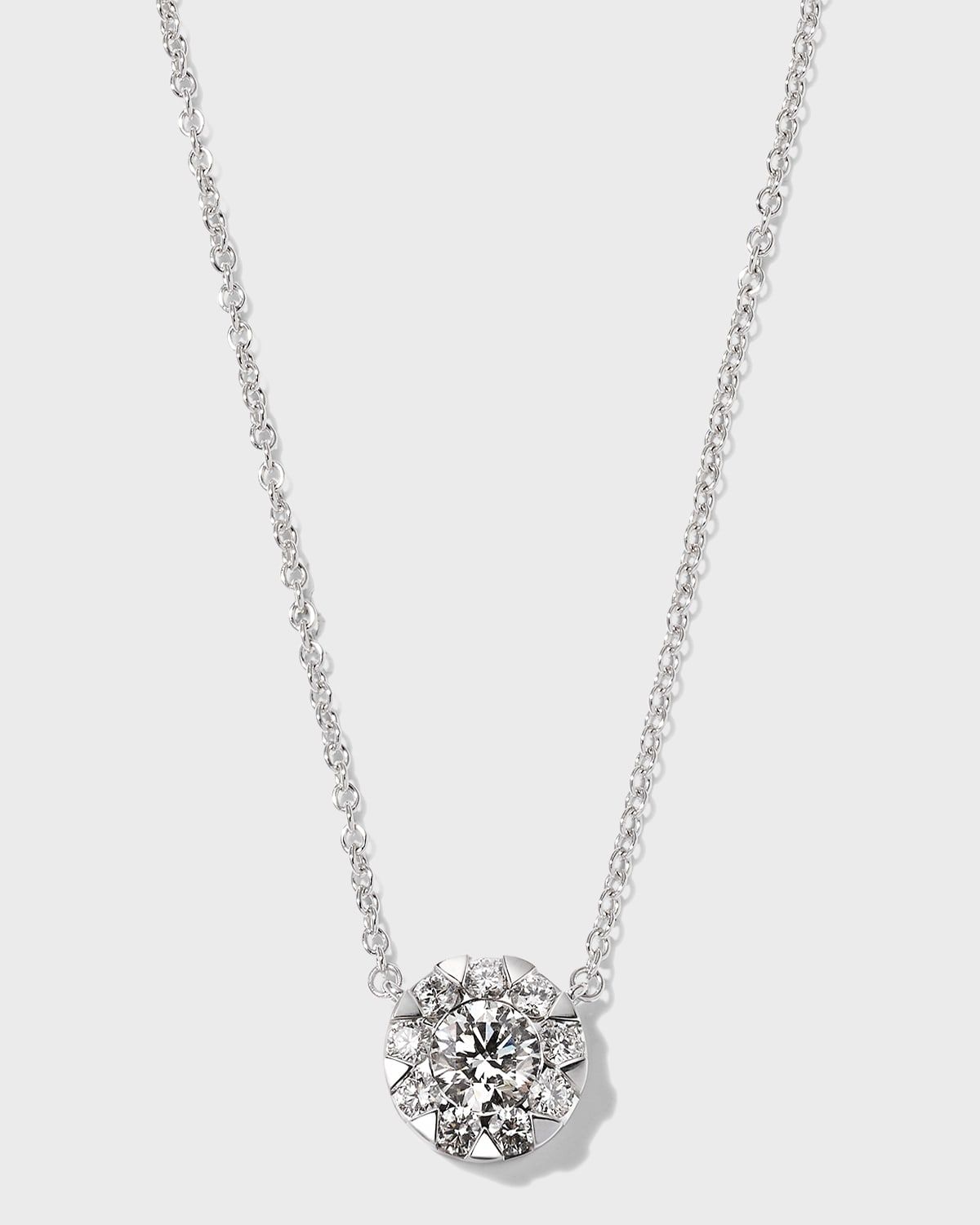18k White Gold Diamond Bouquet Fashion Necklace, 18"L, 0.66tcw