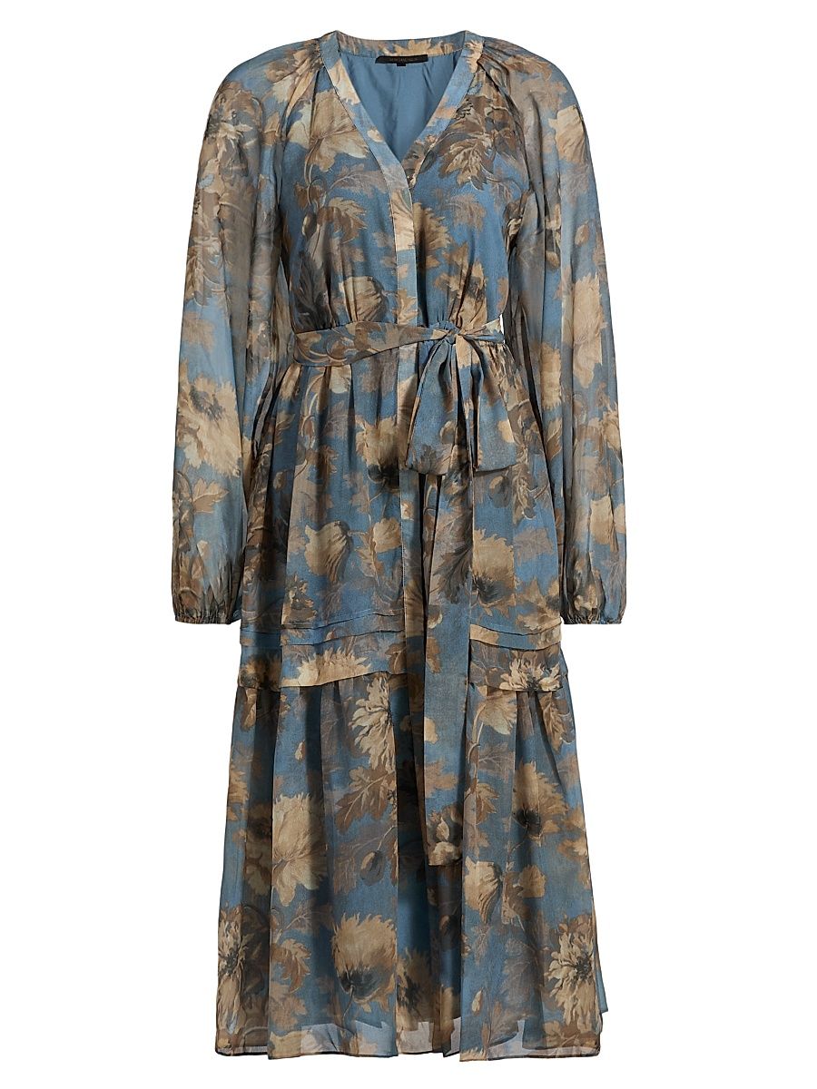 Women's Belle Printed Midi-Dress - Skyline Multi - Size XXL