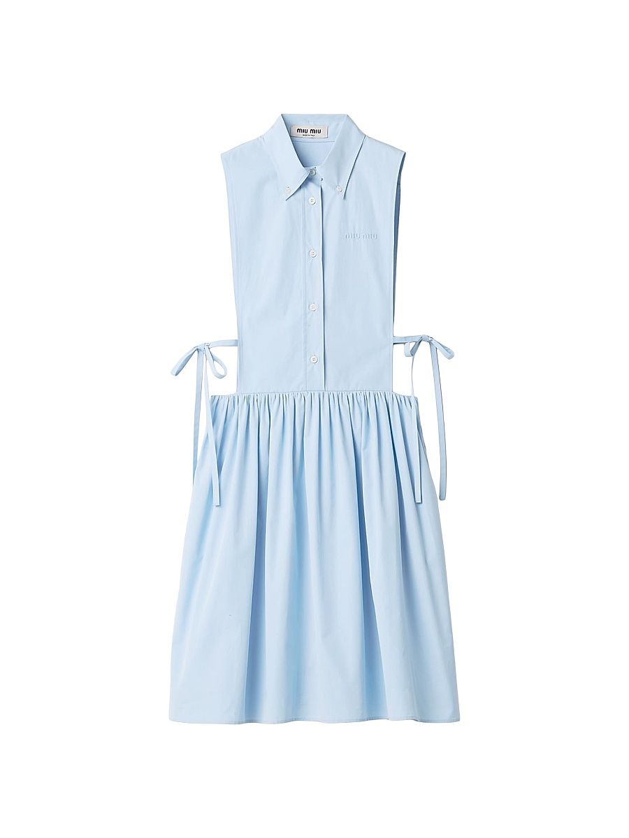 Women's Poplin Side Tie Dress - Blue - Size 4