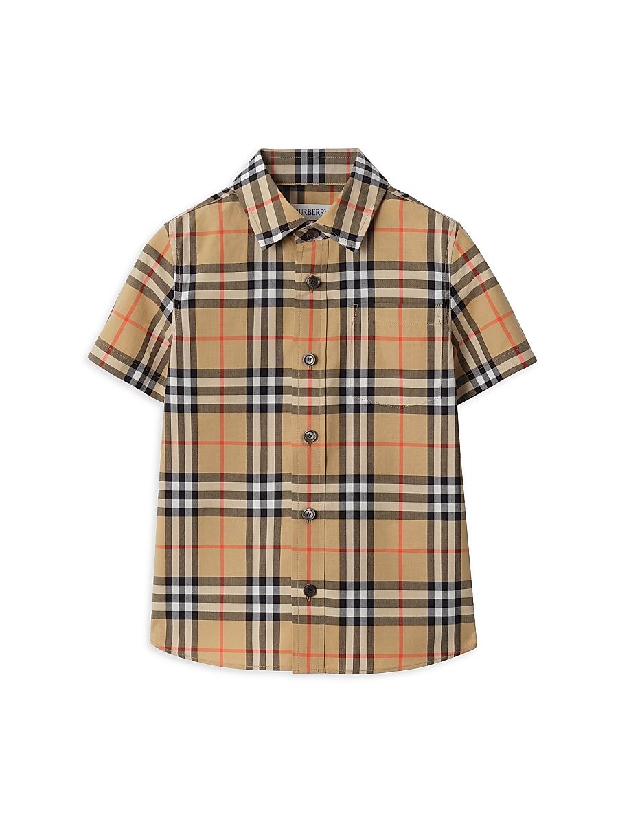 Baby Boy's, Little Boy's & Boy's Owen Heritage Check Short-Sleeve Shirt - Sand - Size 6 Months
