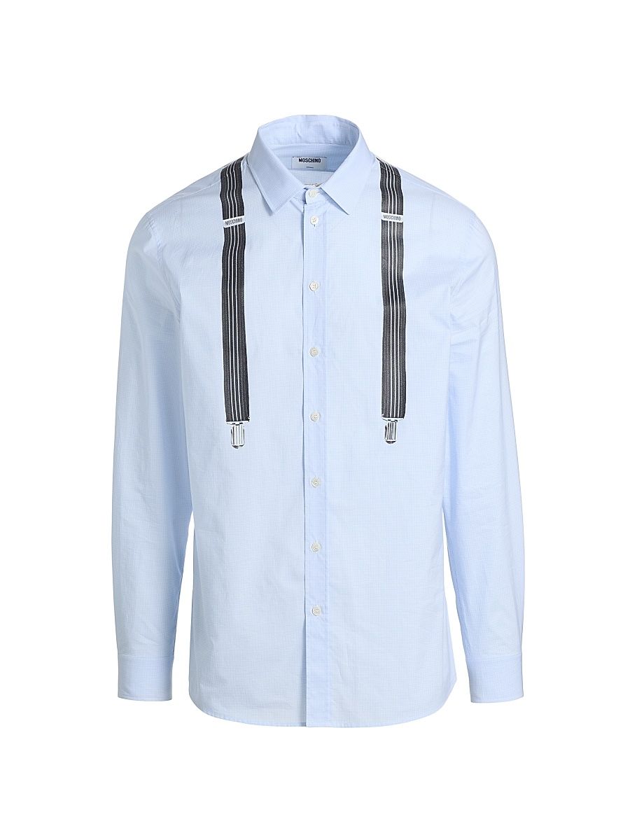 Men's Trompe L'Oeil Cotton Shirt - Violet - Size XXL