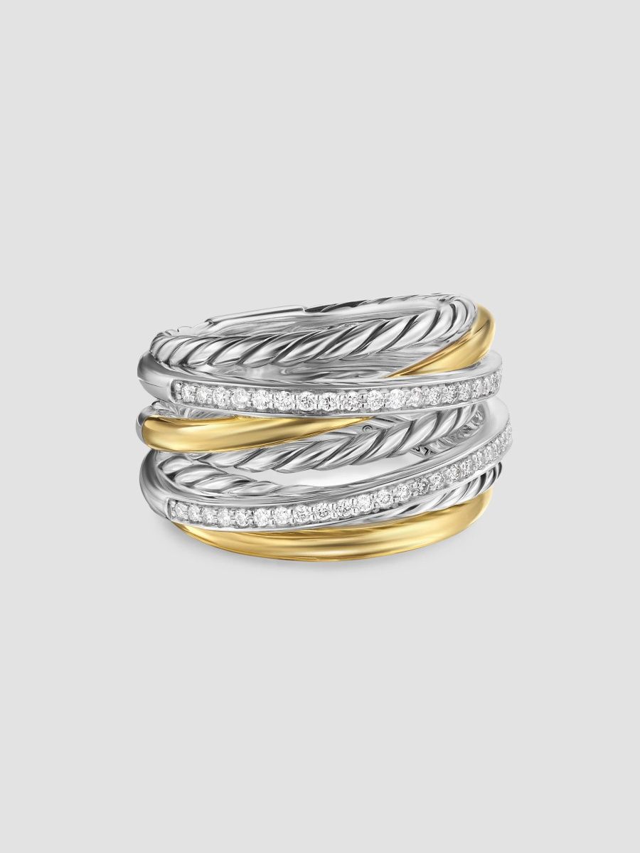 David Yurman Women's Crossover Seven Row Ring in Sterling Silver - Diamond - Size 4.5