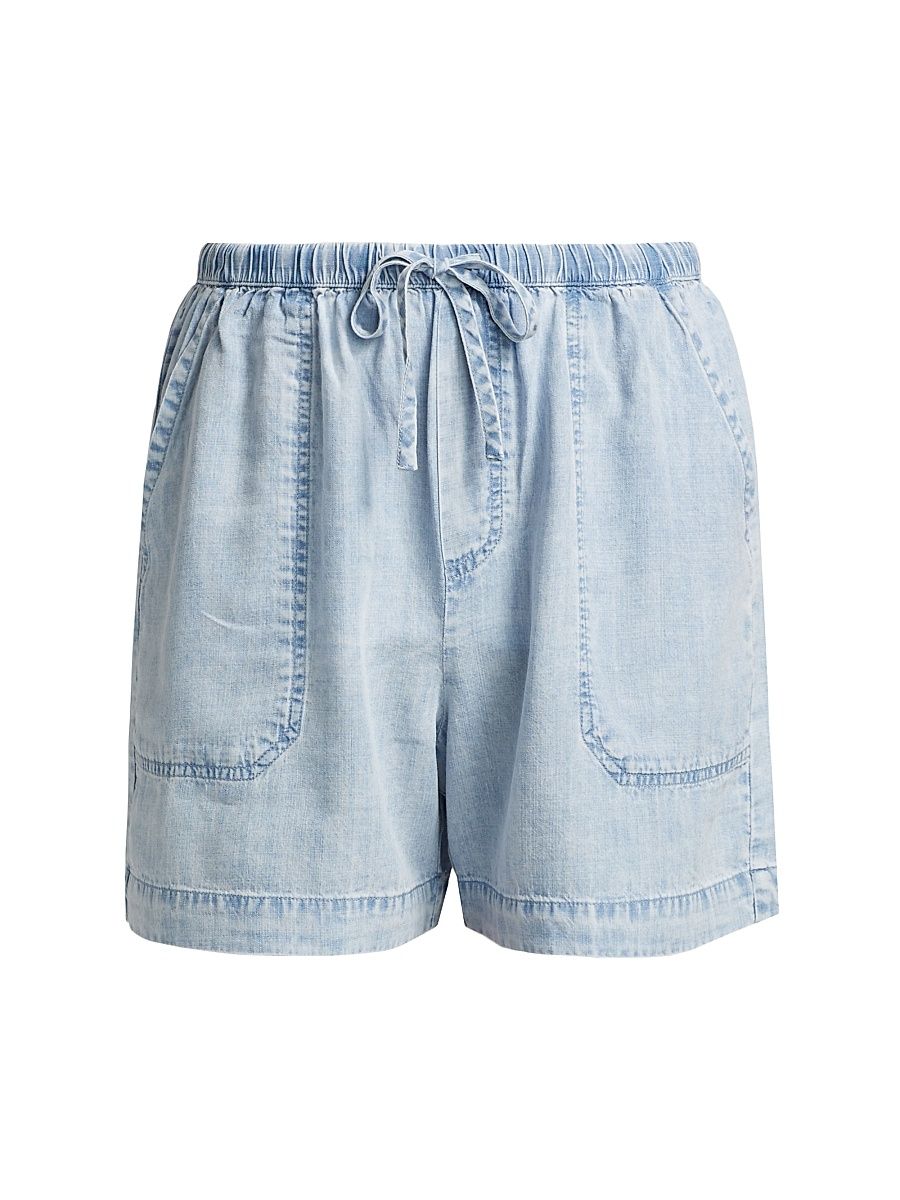 Women's Denim Drawstring Shorts - Bleached Indigo - Size XS
