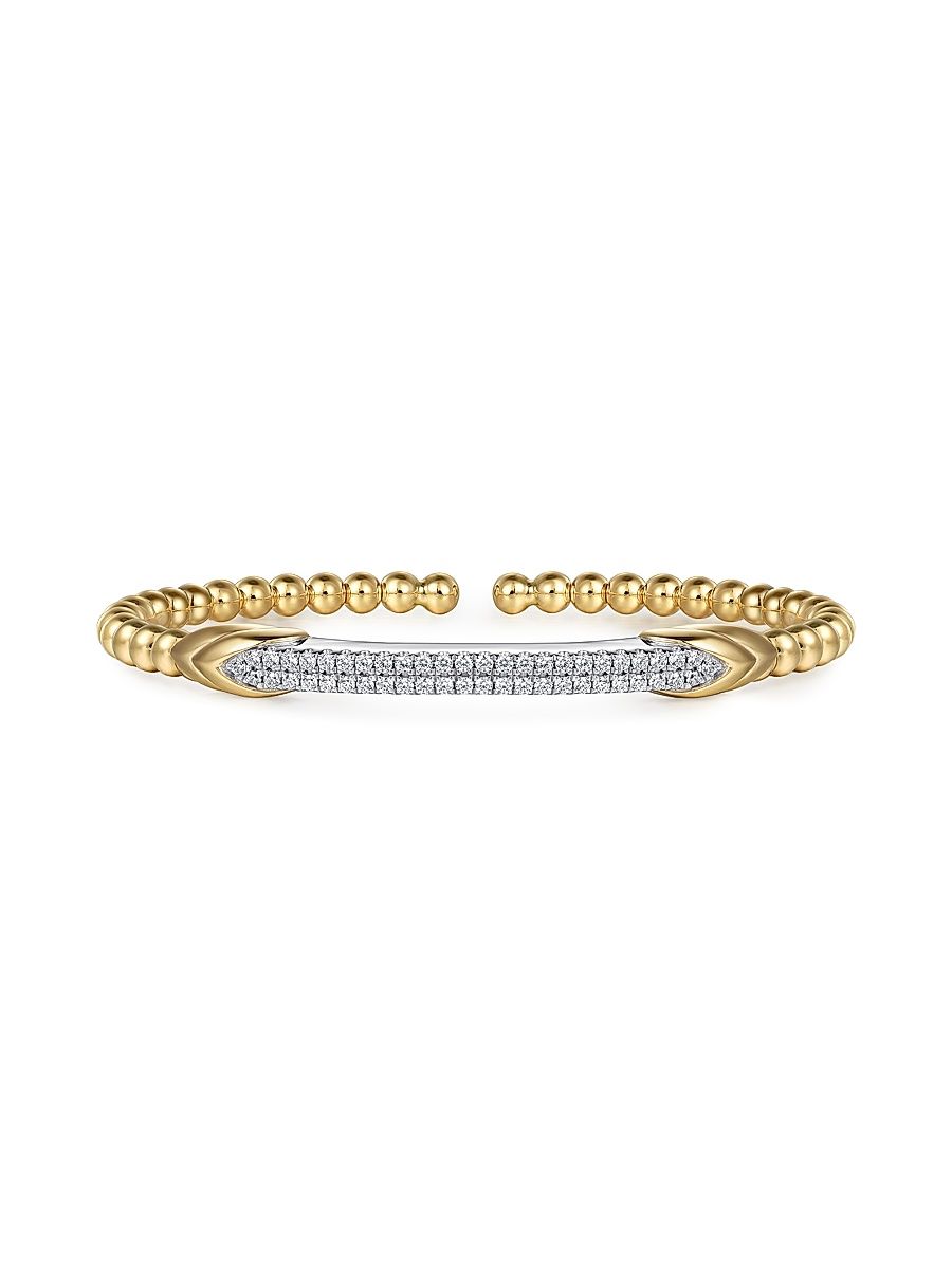 Women's Bujukan 14K White & Yellow Gold & 0.55 TCW Diamond Cuff Bracelet - Yellow Gold