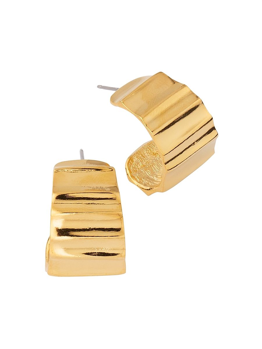 Women's Goldtone Ribbed Hoops - Gold