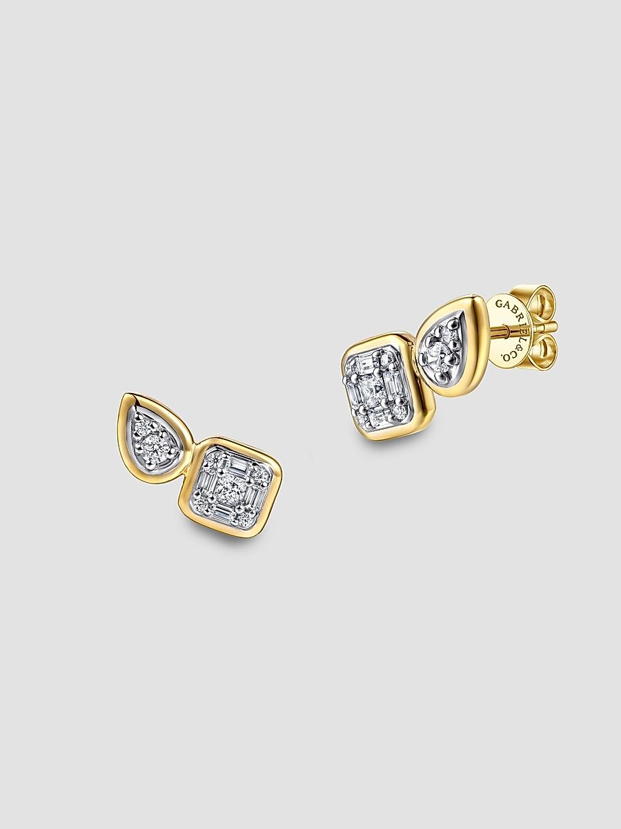 Gabriel & Co Women's Contemporary Two-Tone 14K Gold & 0.50 TCW Diamond Stud Earrings - Yellow Gold