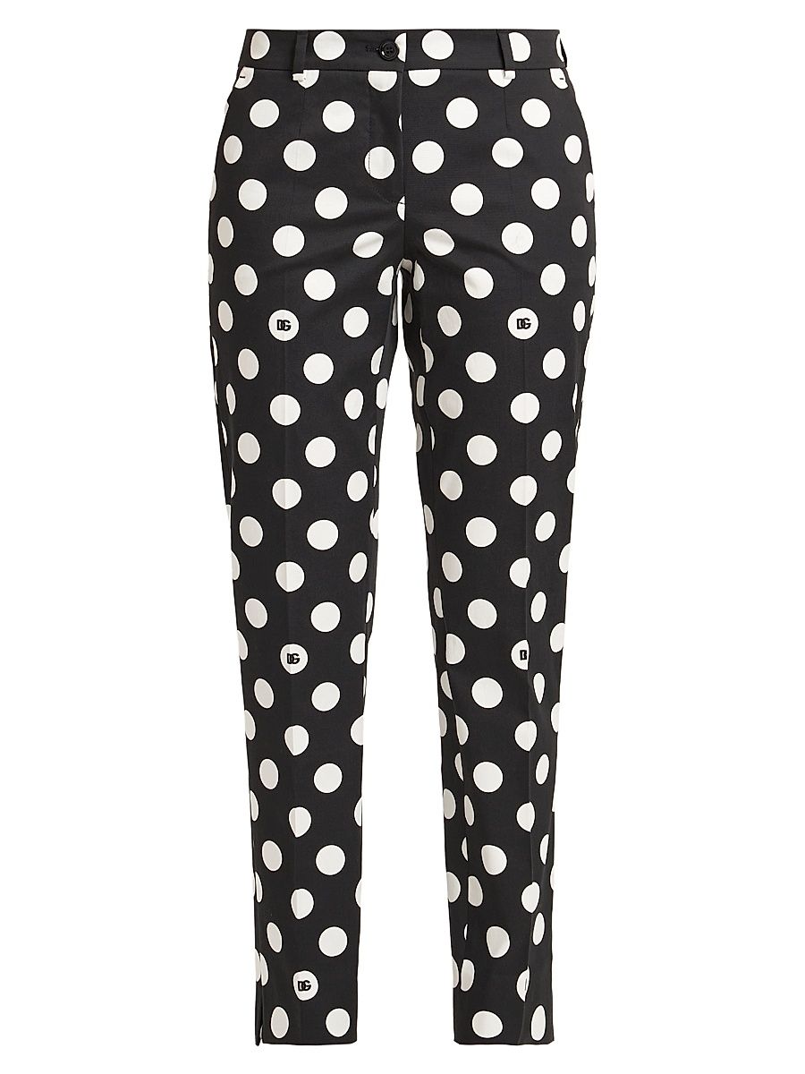 Women's Polka-Dot Cotton-Blend Pants - Nero - Size 10