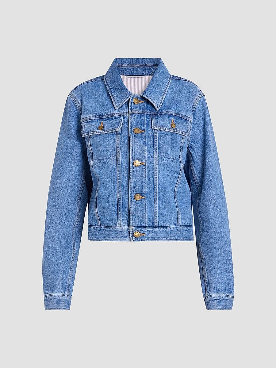 Women's Shrunken-Fit Denim Jacket - Lightblue - Size 6