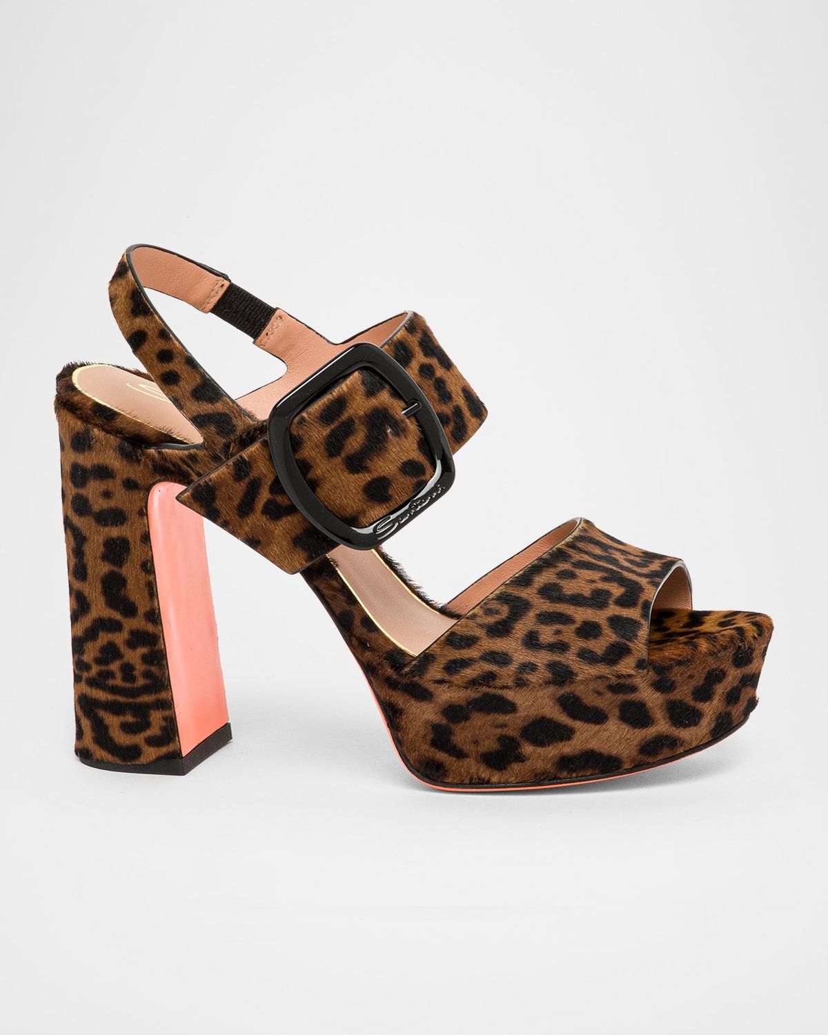 Bruxel Leopard-Print Calf Hair Platform Sandals