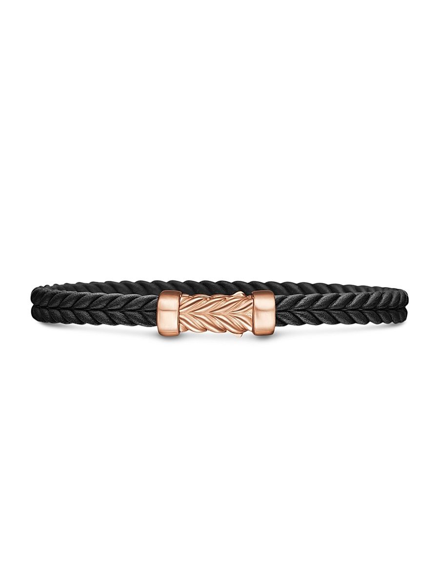 Men's Chevron Bracelet in Black Rubber - Black - Size Medium