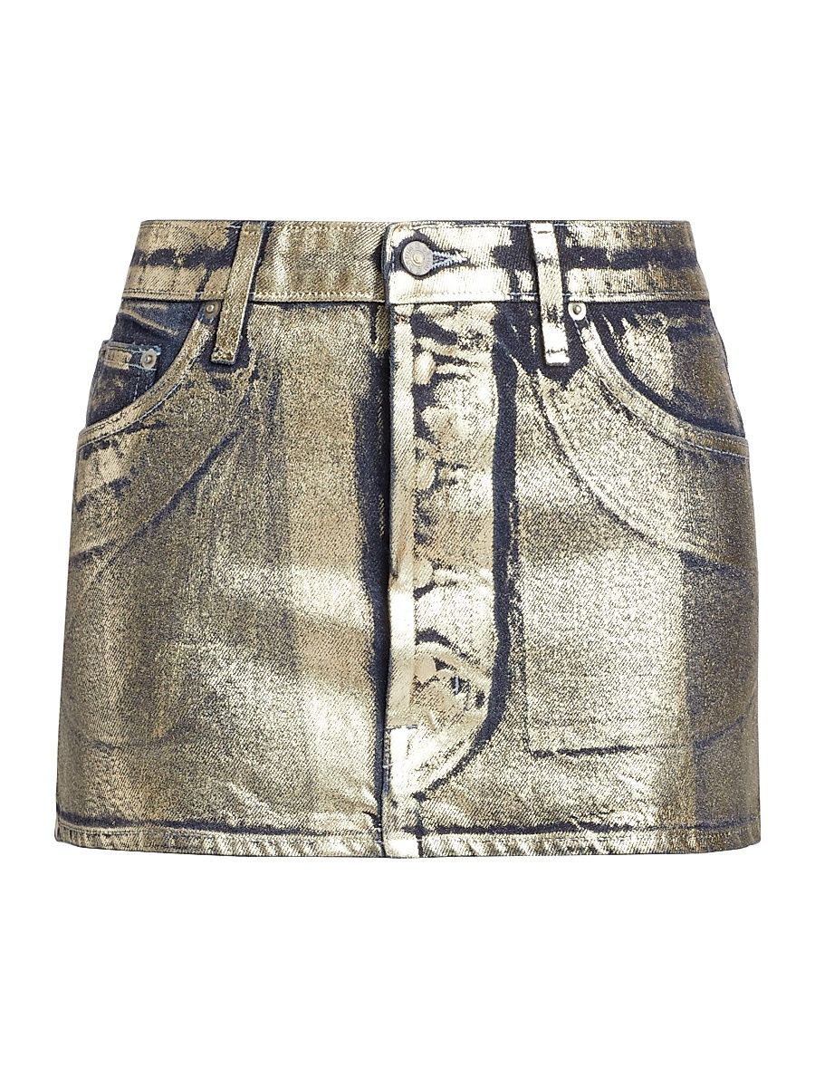 Women's Metallic Foil Miniskirt - Midnight Foil - Size Medium