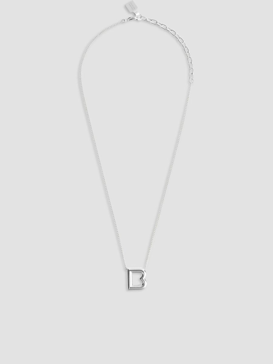 Balenciaga Men's B Necklace - Shiny Silver