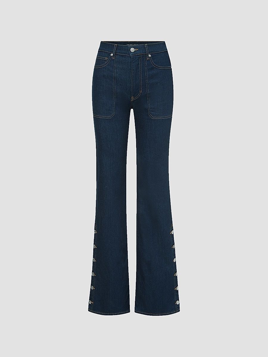 Veronica Beard Women's Crosbie Side-Button High-Rise Wide-Leg Jeans - Indigo Rinse - Size 25