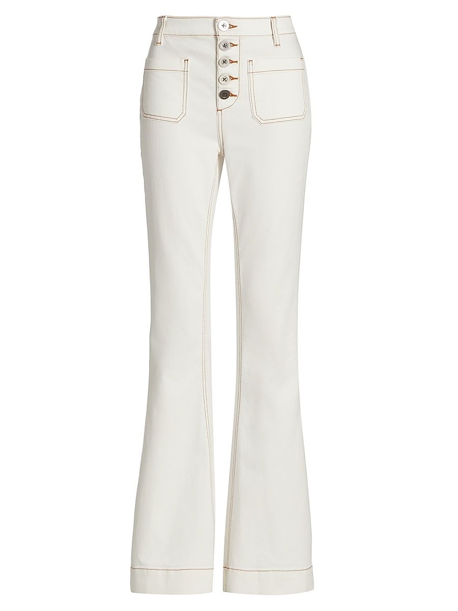 Women's Cindy Stitched Cotton-Blend High-Rise Jean - White Baja Brown - Size 32