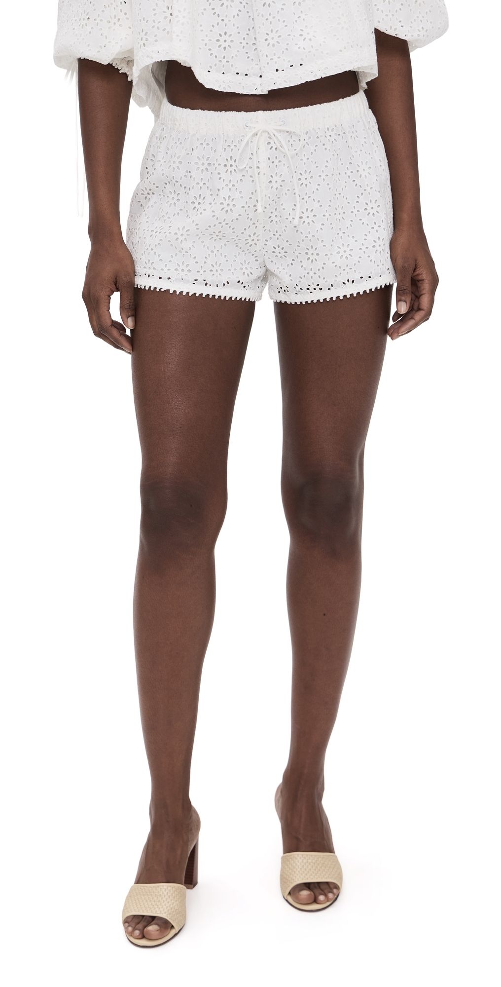 For Love & Lemons Willa Eyelet Shorts White XS