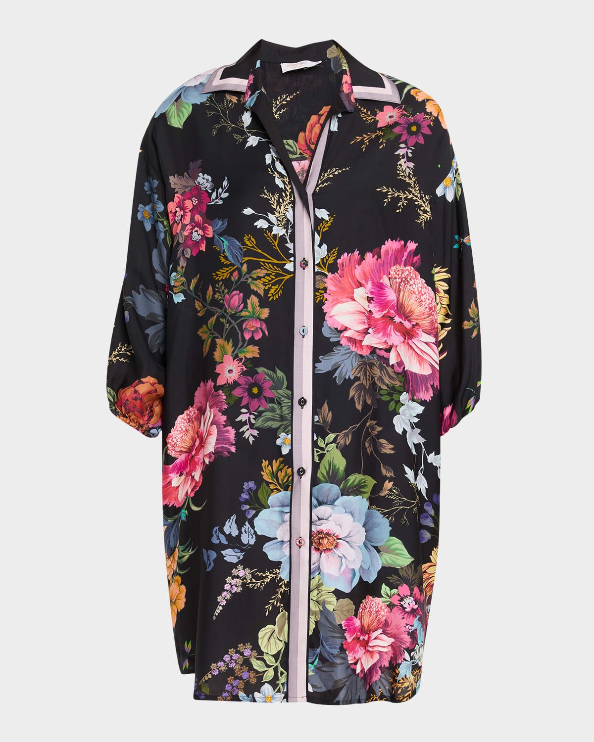 Baccara Floral Shirtdress Coverup