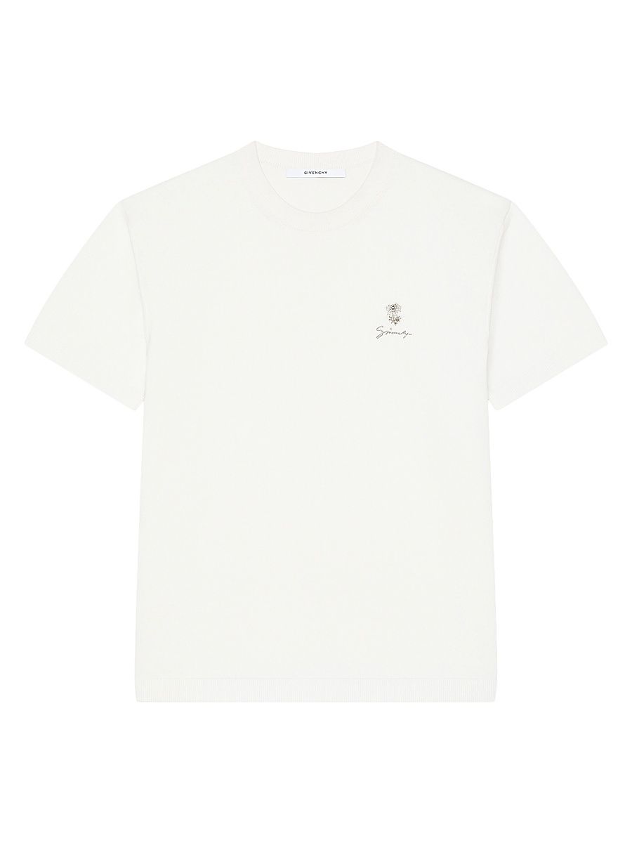Givenchy Men's T-Shirt in Knit with Pearl Embroidery - Ivory - Size XXL