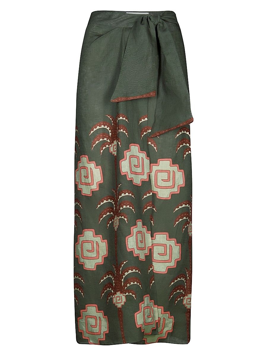Women's Amazon Echoes Wrap Skirt - Green Chocolate Pink - Size 0