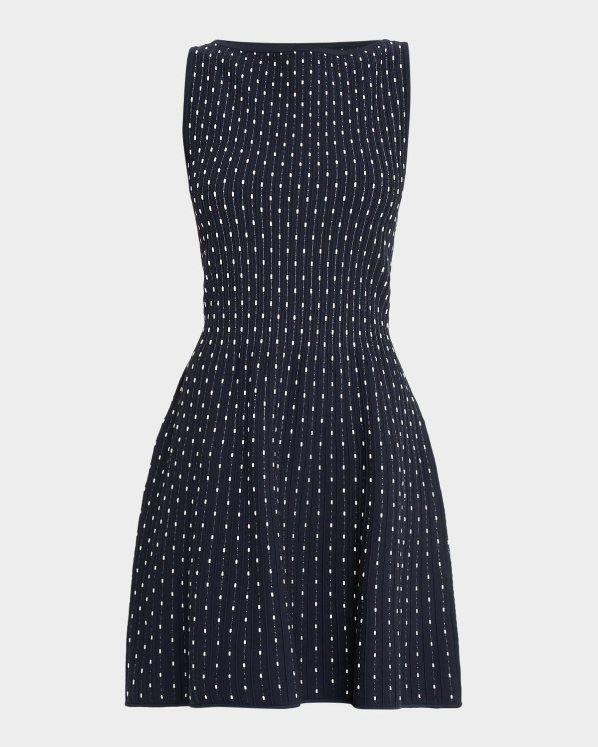 Sleeveless Polka Dot Jacquard Mini Dress