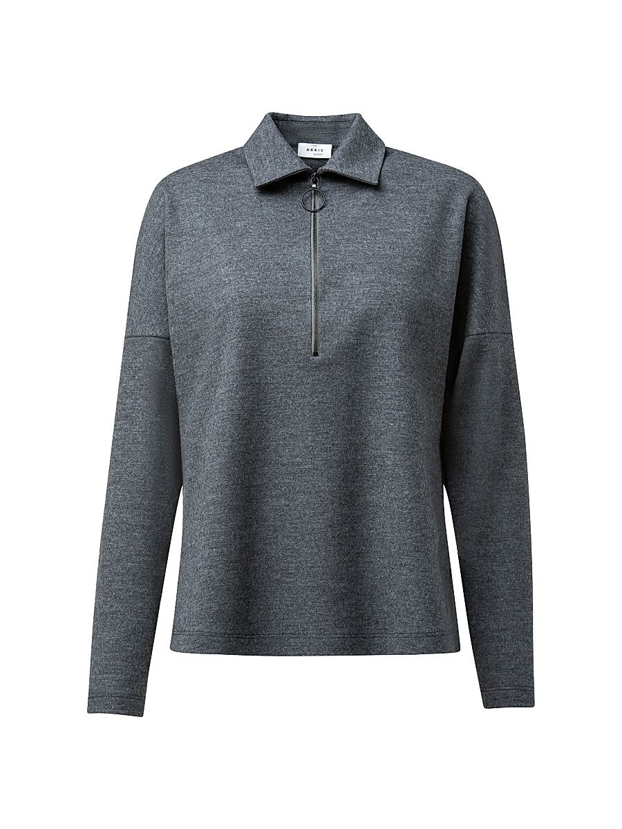 Women's Wool Half-Zip Pullover - Charcoal - Size 10