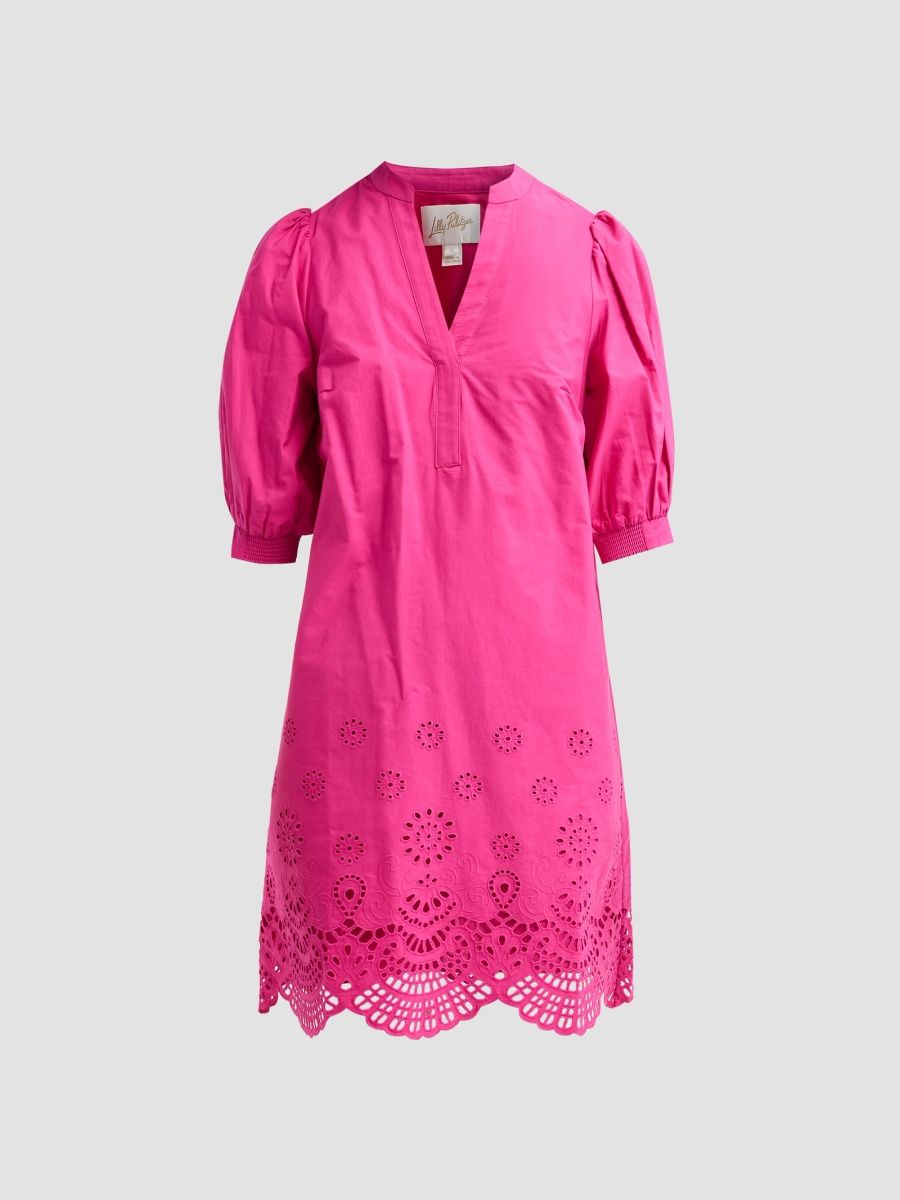 Lilly Pulitzer Women's Mialeigh Scalloped Eyelet Mini Dress - Berry Bouquet - Size 16