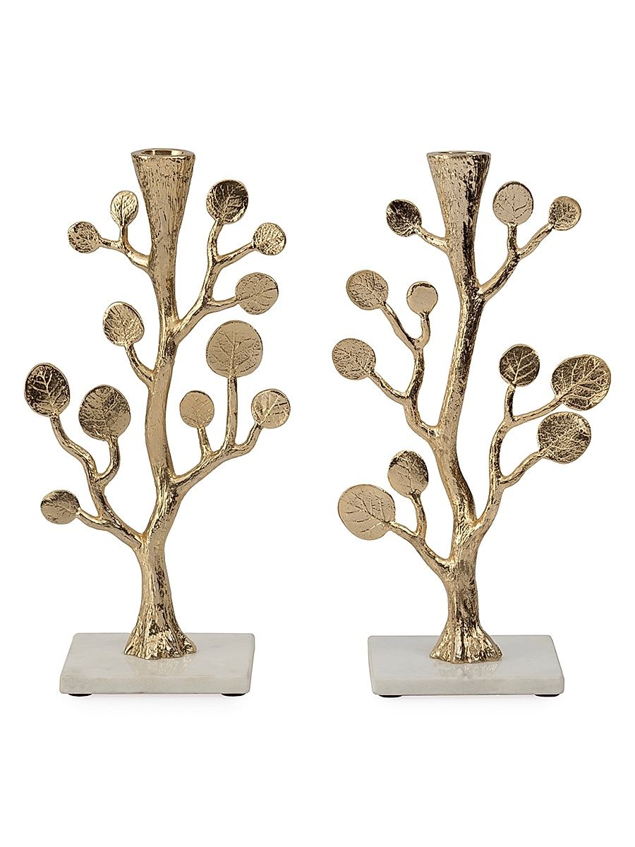 Botanical Leaf 2-Piece Candleholder Set