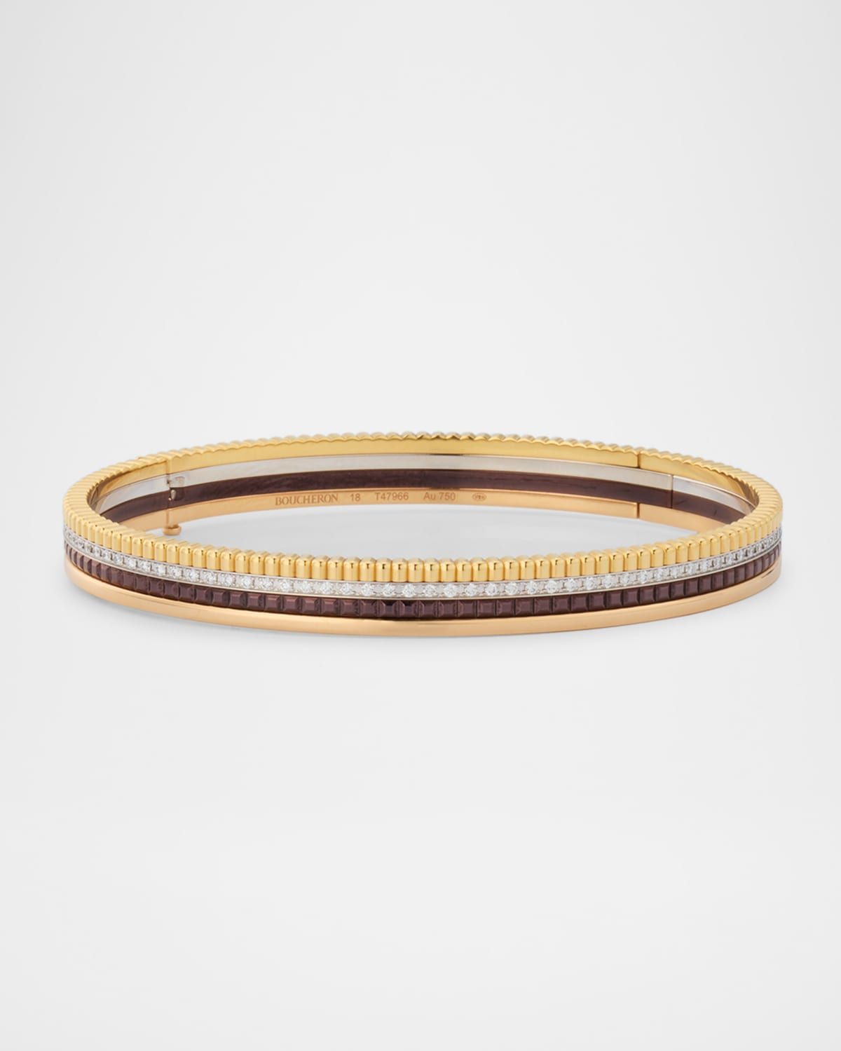 Quatre Classique 18K Tricolor Gold Bracelet with Brown PVD and White Diamonds