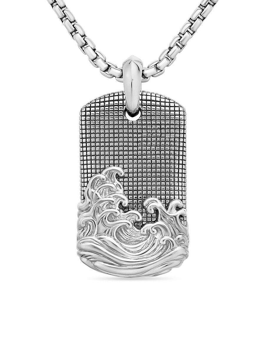 Men's Waves Tag in Sterling Silver, 39mm - Sterling Silver