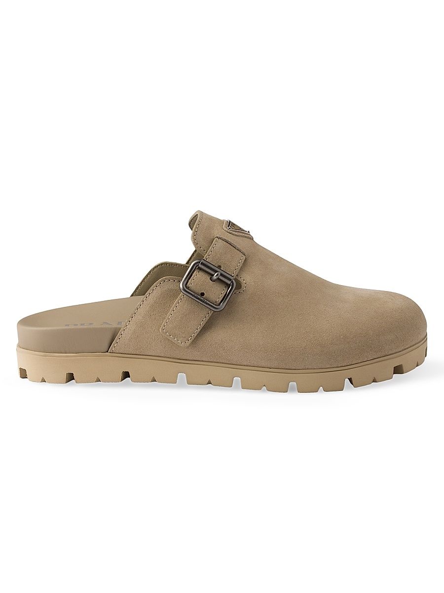 Men's Suede Mules - Beige Khaki - Size 5