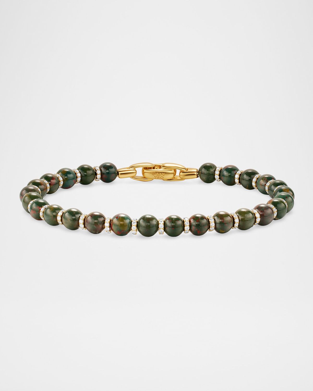 Men & apos;s Spirtual Bead Bracelet in 18K Gold with Diamonds and Gemstone