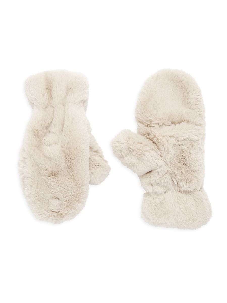 Women's Coco Faux Fur Flip-Top Mittens - Latte
