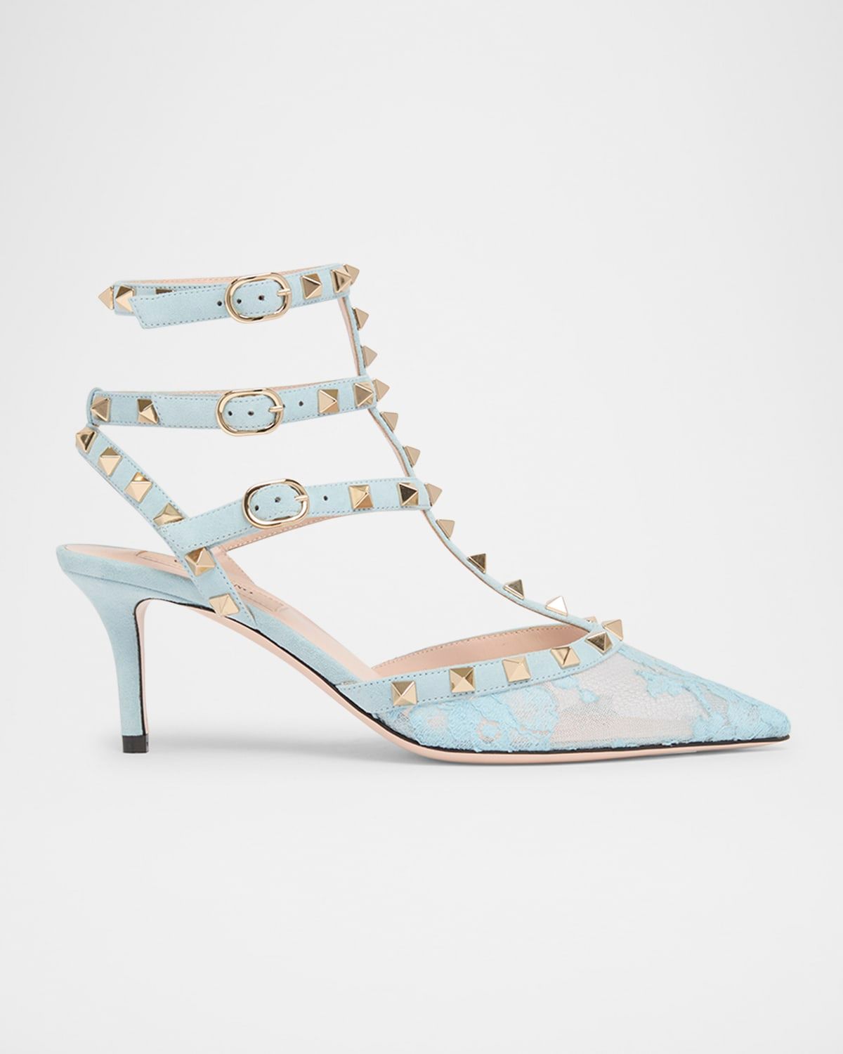 65mm Rockstud Lace Ankle-Strap Pumps