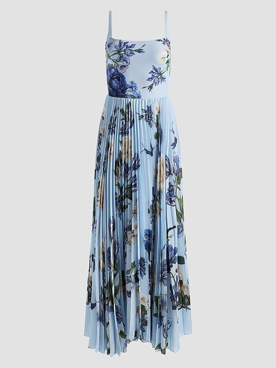 Women's Carolyn Asymmetric Floral Pleated Maxi Dress - Fly Away - Size 14