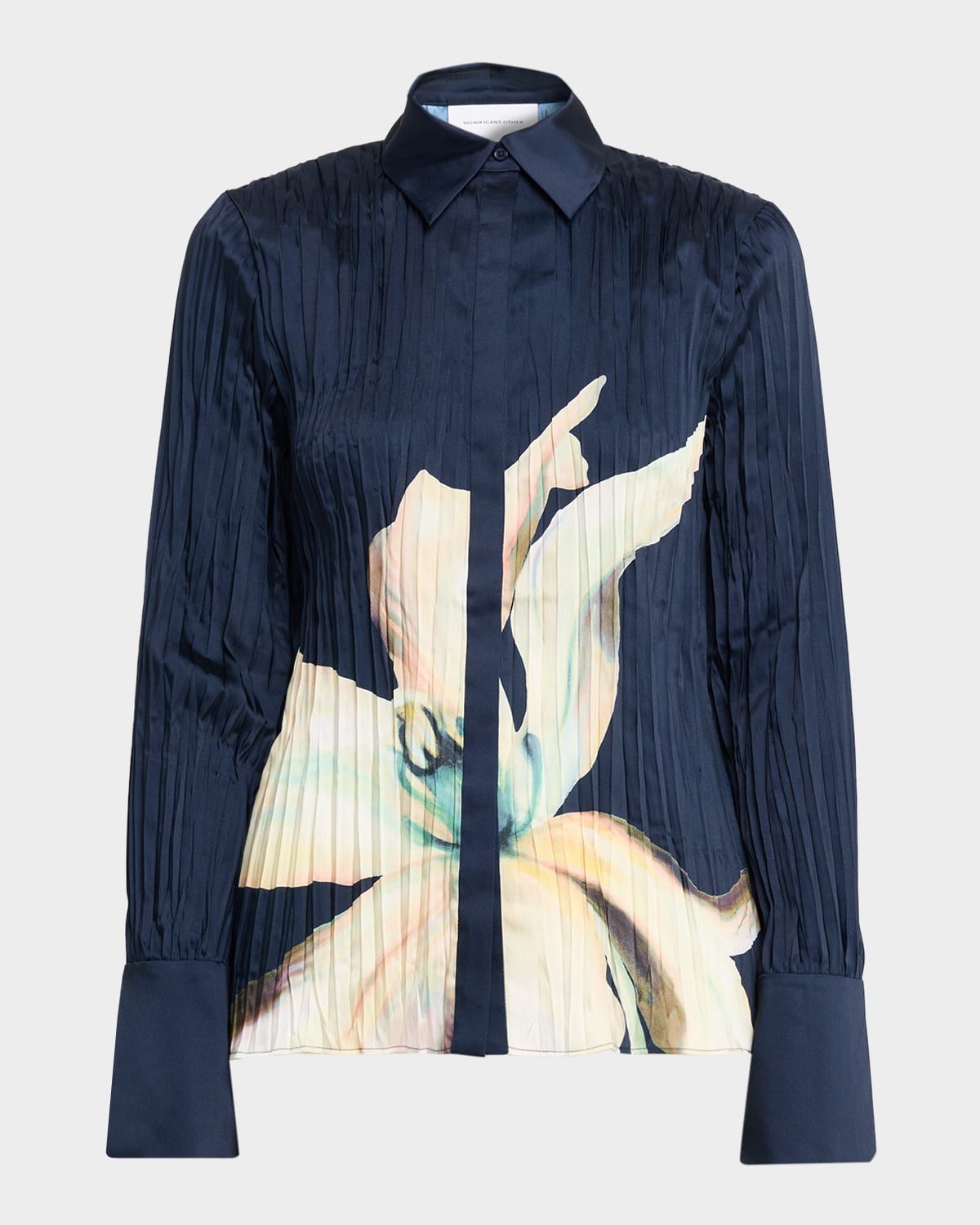 Lilian Floral Pleated Satin Shirt