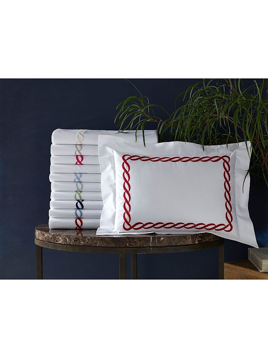 Classic Chain Percale Sheets & Pillowcase Set Collection - Red - Size Standard