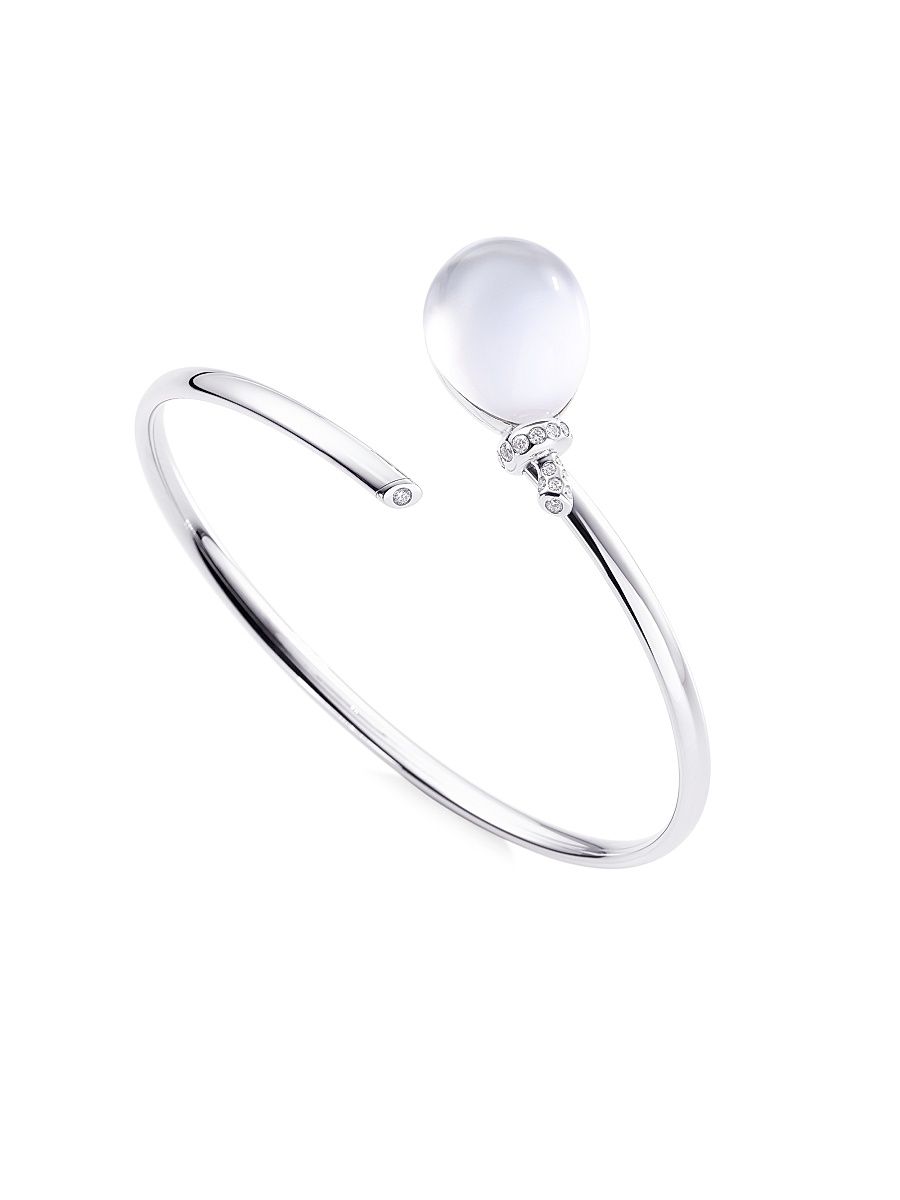 Women's Palloncini Mini 18K White Gold, 0.15 TCW Diamond, Mother-Of-Pearl & Rock Crystal Wrap Bracelet - White Gold