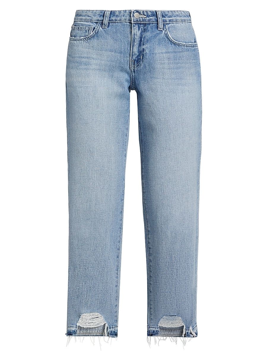 Women's Blaine Distressed Denim Low-Rise Stovepipe Crop Jeans - Albee - Size 29