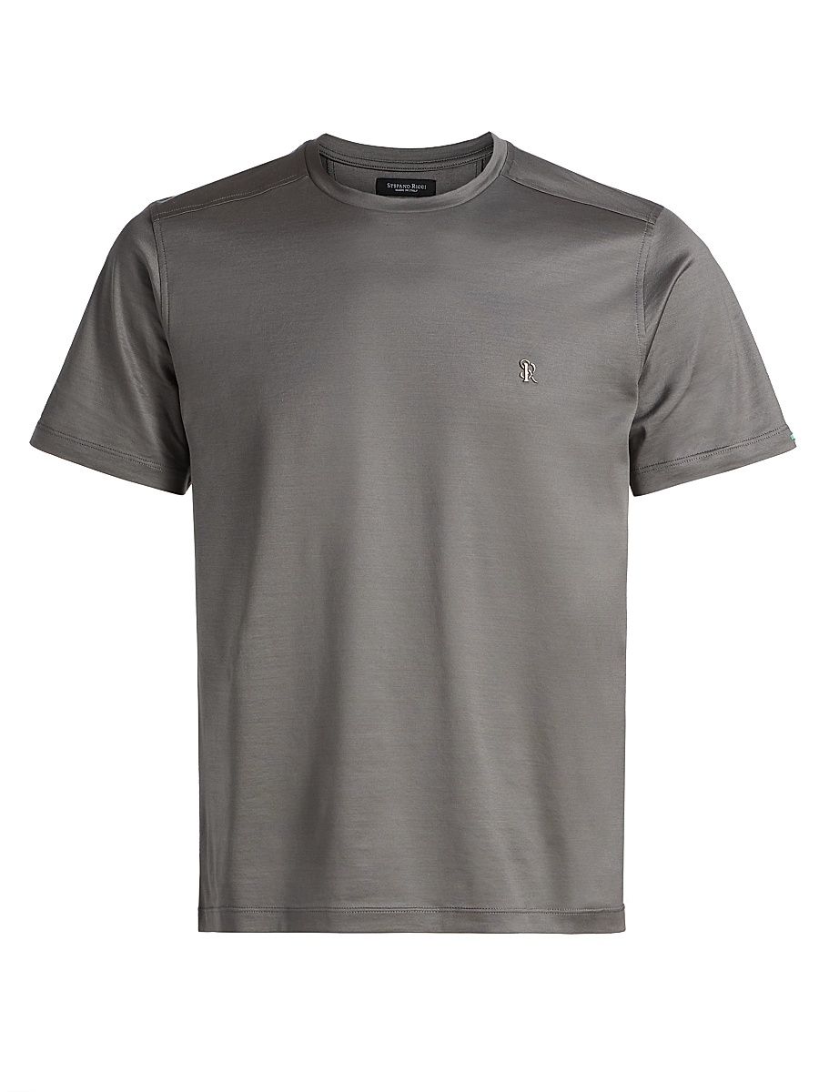 Men's Cotton Crewneck T-Shirt - Dark Grey - Size XXL