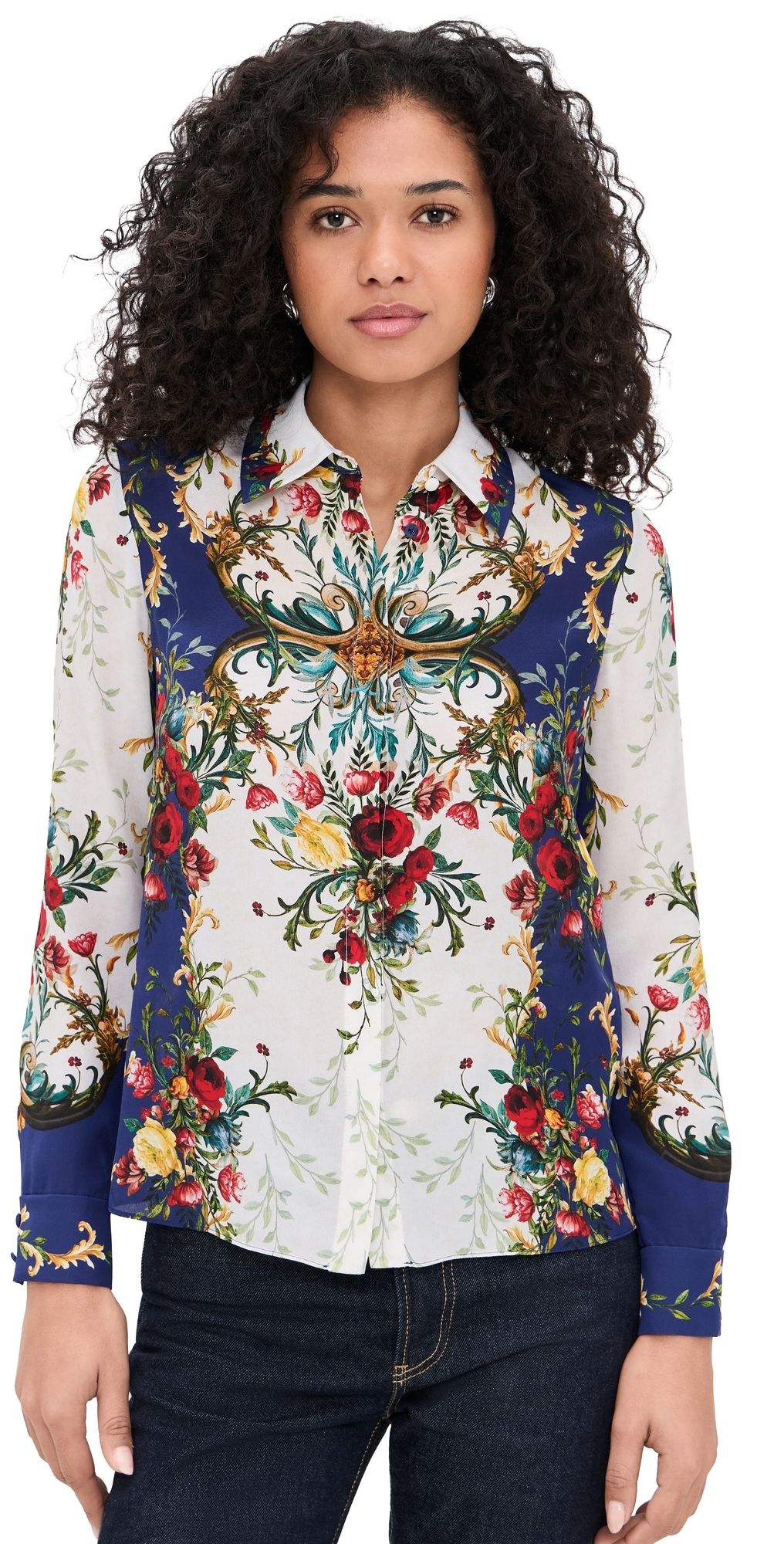 ALICE + OLIVIA Willa Silk Blouse Gilded Rose M